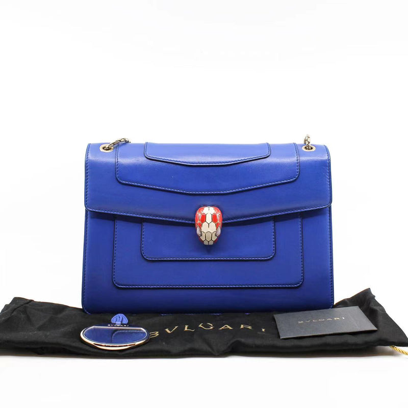 serpenti forever bag large blue with red purple eyes buckle ghw