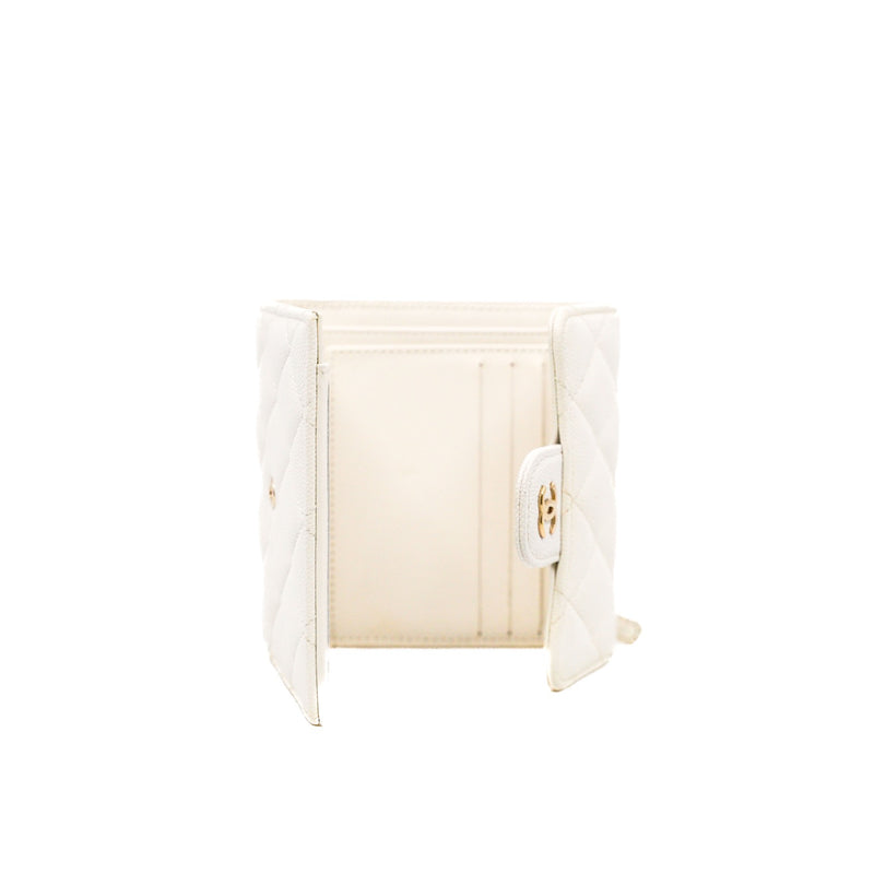 small cf wallet in caviar white ghw #LELNXXXX - L'UXE LINK