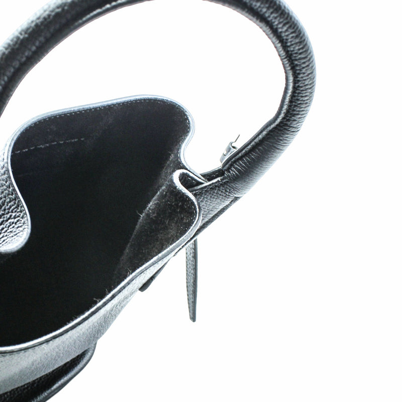 basket handle tote small leather black phw - L'UXE LINK