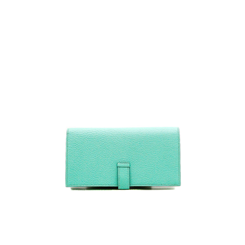 Bearn Soufflet Long Wallet 6U Vert D'eau In Chevre Leather PHW Stamp A - L'UXE LINK