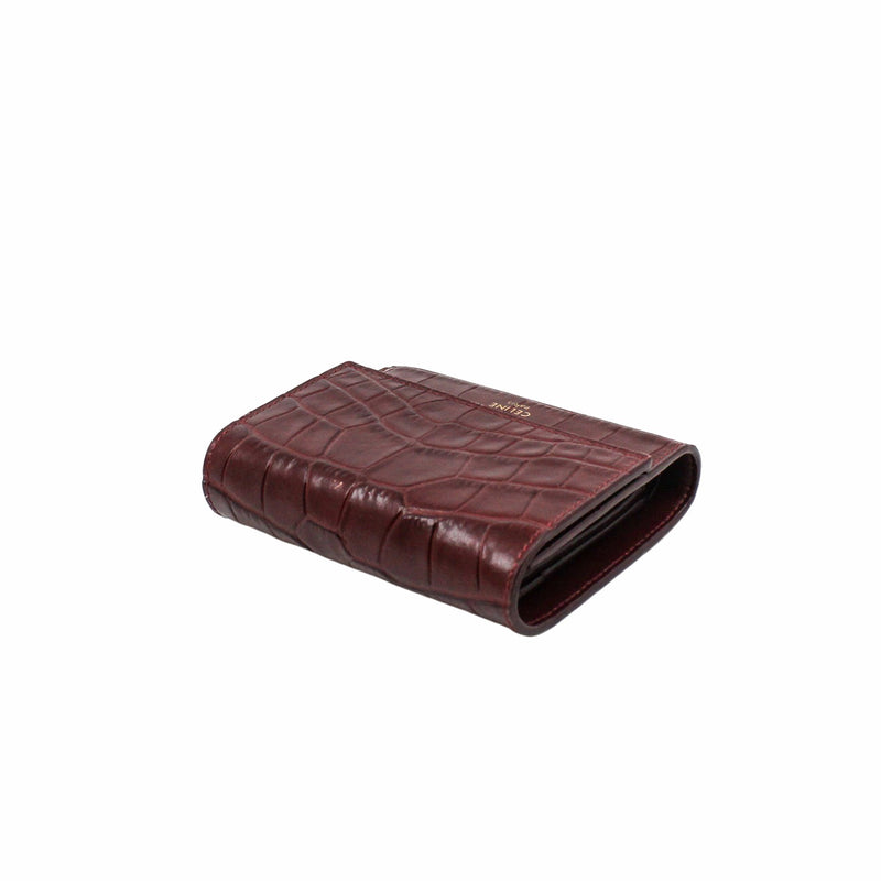 compact wallet  brown crocodile printed ghw - L'UXE LINK