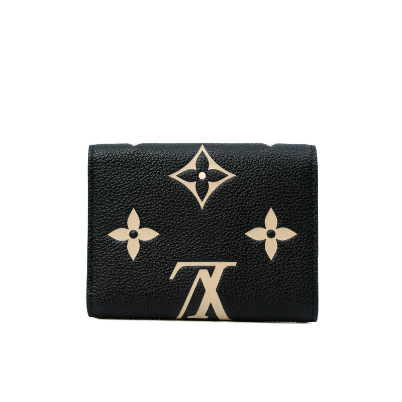Victorine Bicolor Monogram Empreinte Leather Wallet In Black And Beige GHW - L'UXE LINK