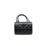 thumbnail small trendy cc flap bag with top handle  so black lambskin