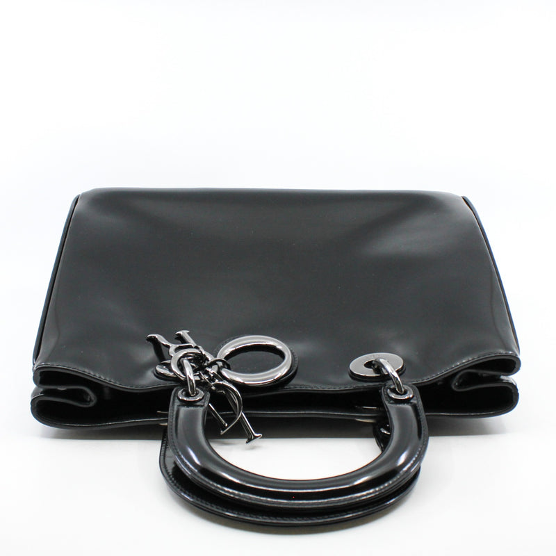 Medium Diorissimo In Black Patent Leather Handbag PHW With Strap - L'UXE LINK