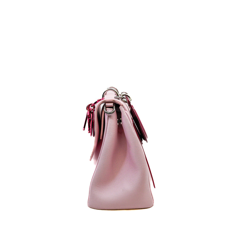 Medium Be Dior In Pink Leather Top Handle Flap Bag Multi Hardware With Strap