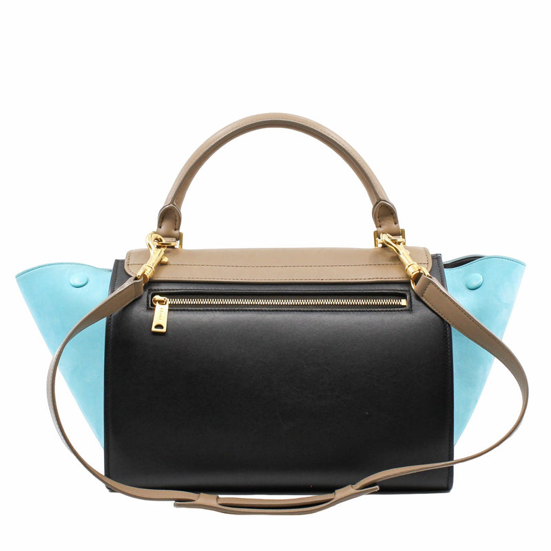 TRAPEZE HANDLE BAG SMALL blue and nude  ghw - L'UXE LINK