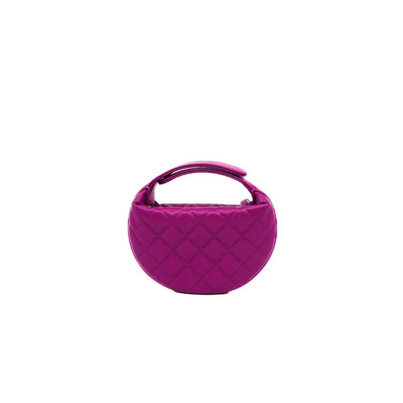 Quilted polly in purple caviar leather bag