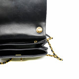 thumbnail flap bag in black lambskin with chain top handle #KNG2XXXX