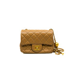 thumbnail Pearl Crush Mini Square Flap Bag Lambskin Beige GHW #AXA2XXXX