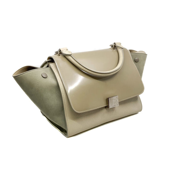 small trapeze in patent/suede/ calfskin in light gery phw