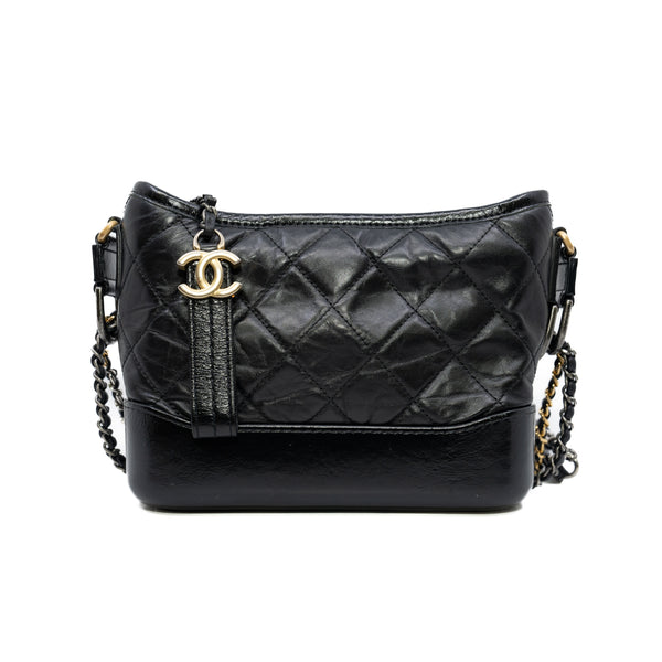 Quilted Small Gabrielle Hobo Black Calfskin Mixed Hardware Seri 25 - L'UXE LINK