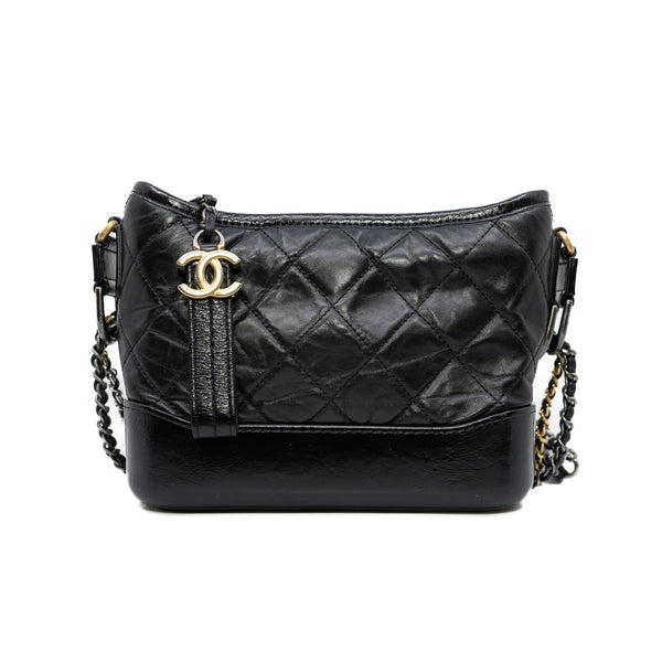 Quilted Small Gabrielle Hobo Black Calfskin Mixed Hardware Seri 25