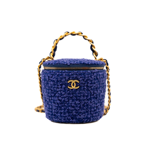 mini vanity with top handel and chain in twist/leather purple ghw