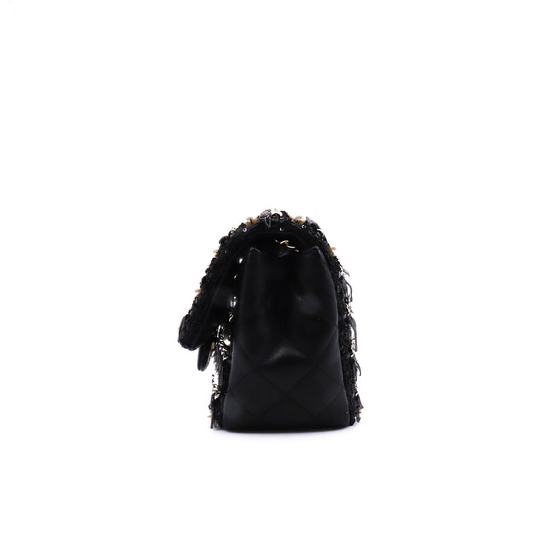 Mini Square Black Pearl And Chains Lambskin Quilted Flap Bag GHW Seri 30 - L'UXE LINK