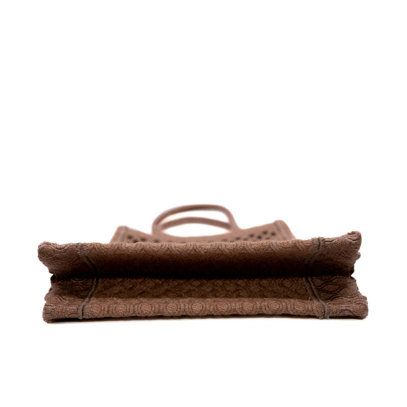 Clay-colored Mesh Embroidery Vertical Book Tote - L'UXE LINK