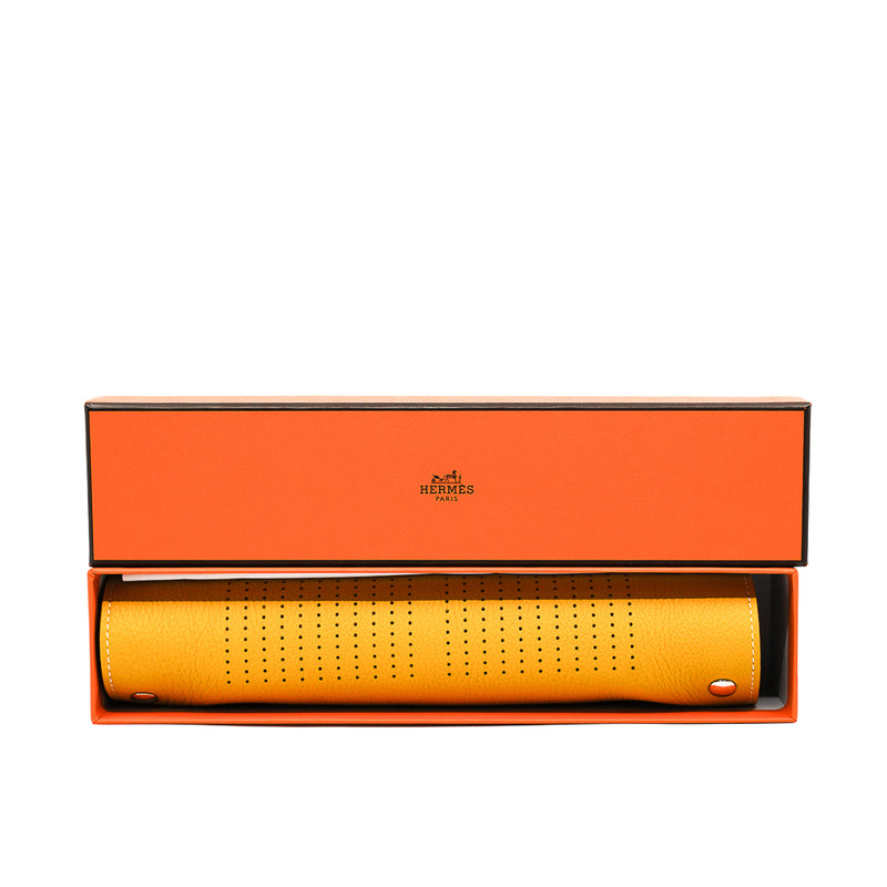 leather tray yellow with white
