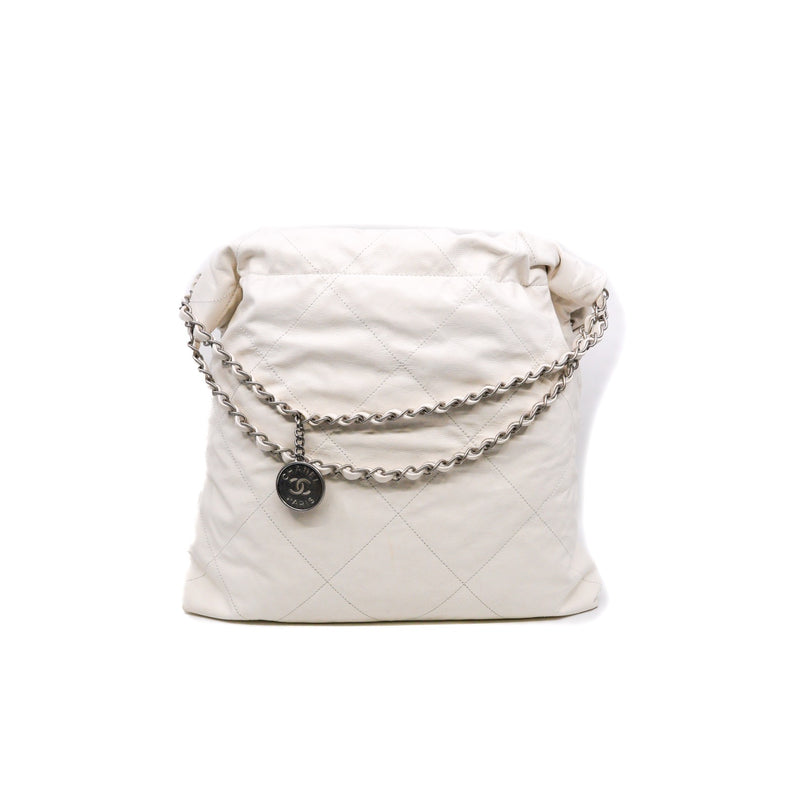 medium 22 bag in calfskin white phw
