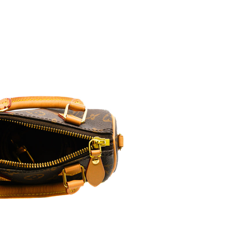 Nano Speedy In Monogram Canvas Bag GHW With Strap - L'UXE LINK