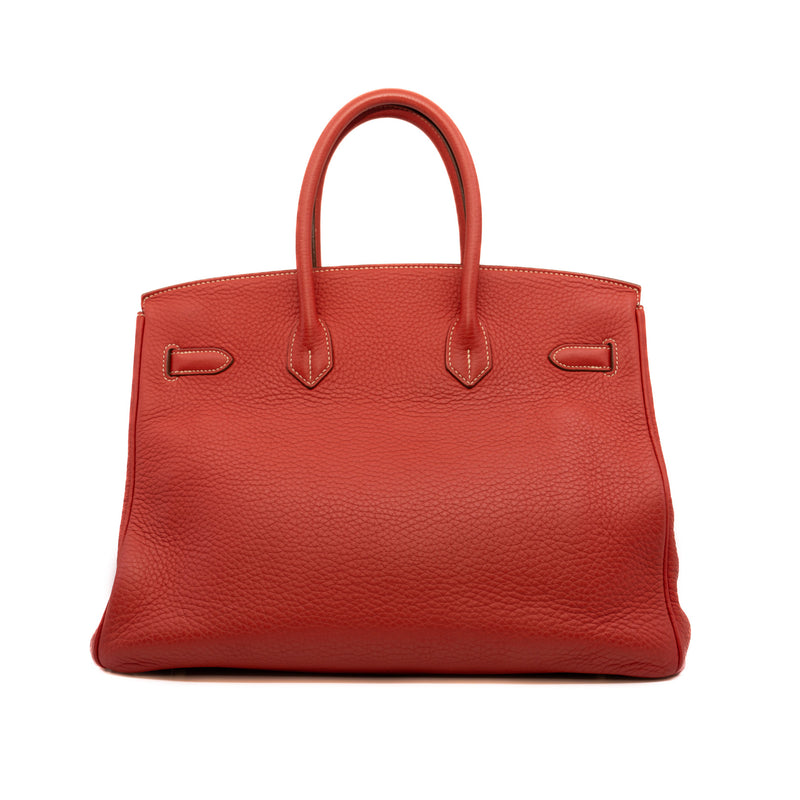 Birkin 35 In Orange Red Togo GHW O Stamp - L'UXE LINK