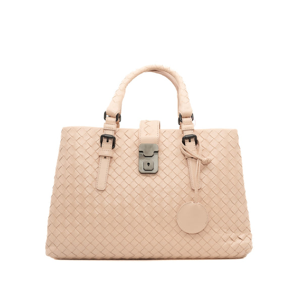 Roma tote in leather pink - L'UXE LINK