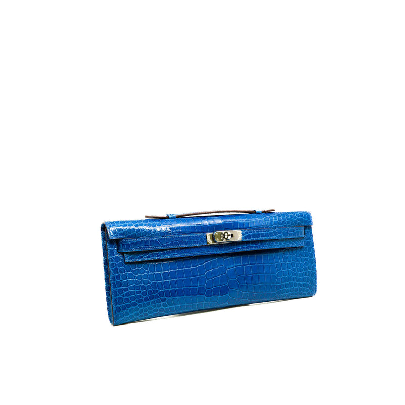 Kelly Cut Pochette 7Q Mykonos In Shiny Niloticus Crocodile PHW Stamp T