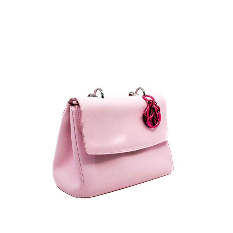 Medium Be Dior In Pink Leather Top Handle Flap Bag Multi Hardware With Strap