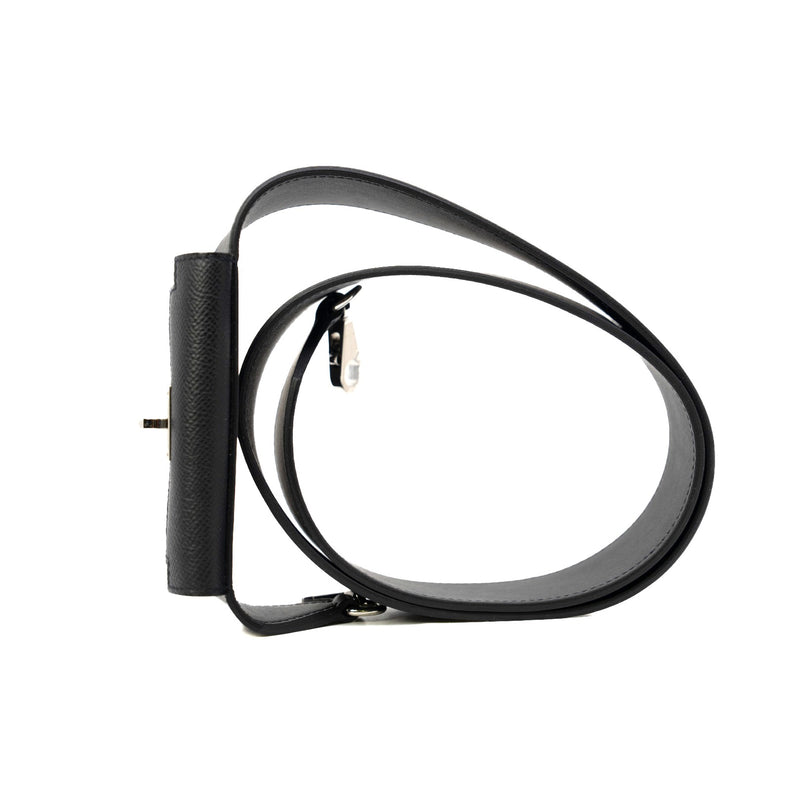 Kelly Pocket Bag Strap In Black Swift/Epsom Calfskin Leather 50mm PHW - L'UXE LINK