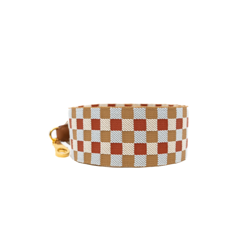 Maxi Quadrille 25 mm bag strap in fabric mix colour GHW