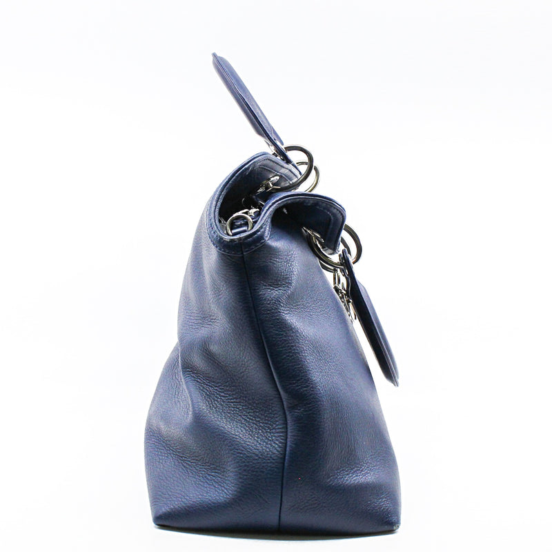 Medium Granville In Blue Calfskin Leather Handbag PHW With Strap - L'UXE LINK