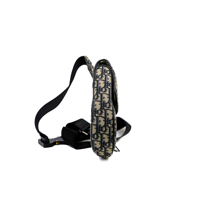 saddle bag with strap in Black Dior Oblique Jacquard fabric