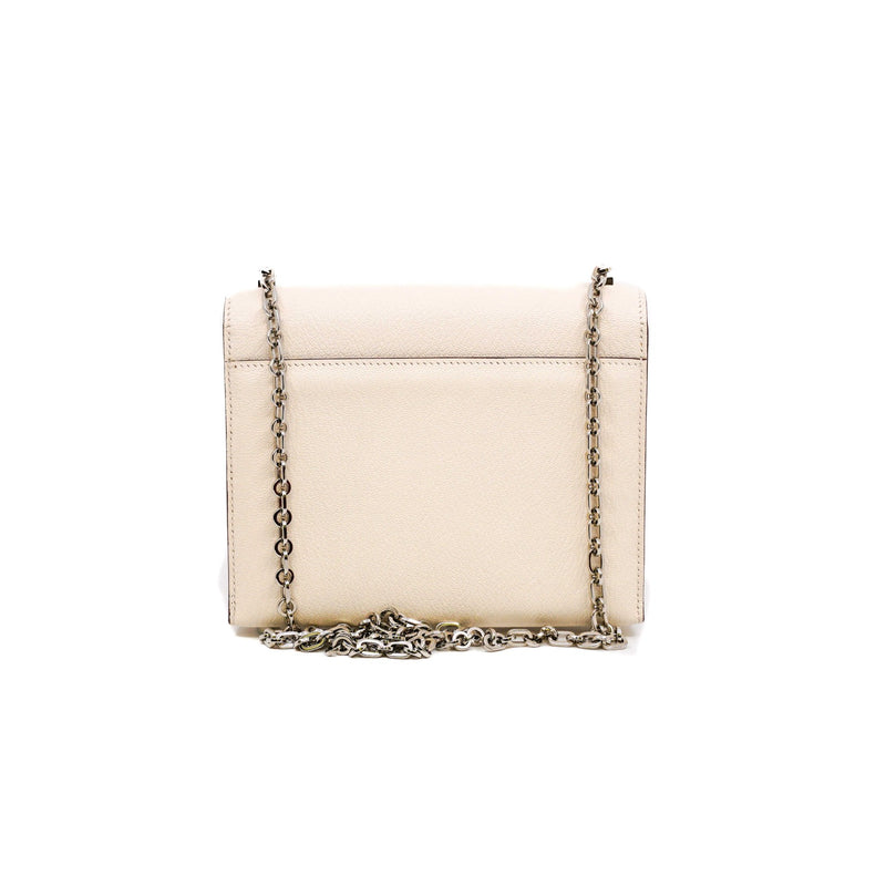 Verrou mini in white goat with enamel buckle PHW stamp Z