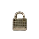 thumbnail mini lady dior patent leather handbag in gold rghw