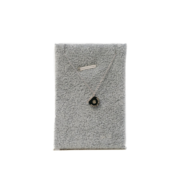 Circle Logo 18K White Gold/Diamond Necklace - L'UXE LINK