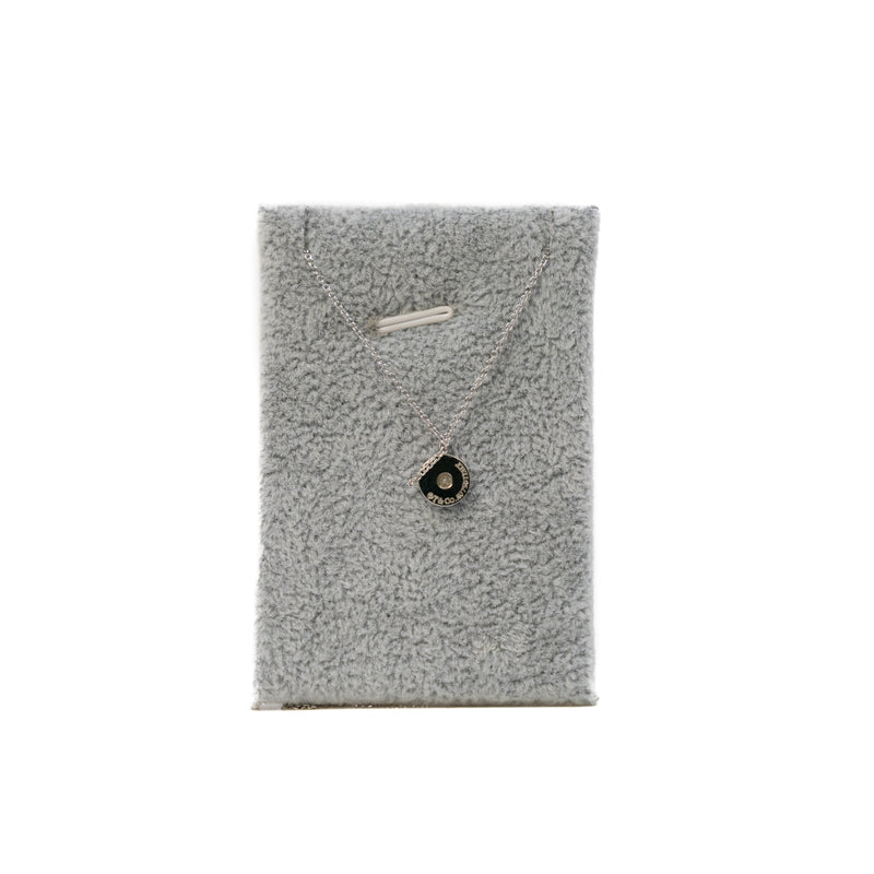 Circle Logo 18K White Gold/Diamond Necklace - L'UXE LINK