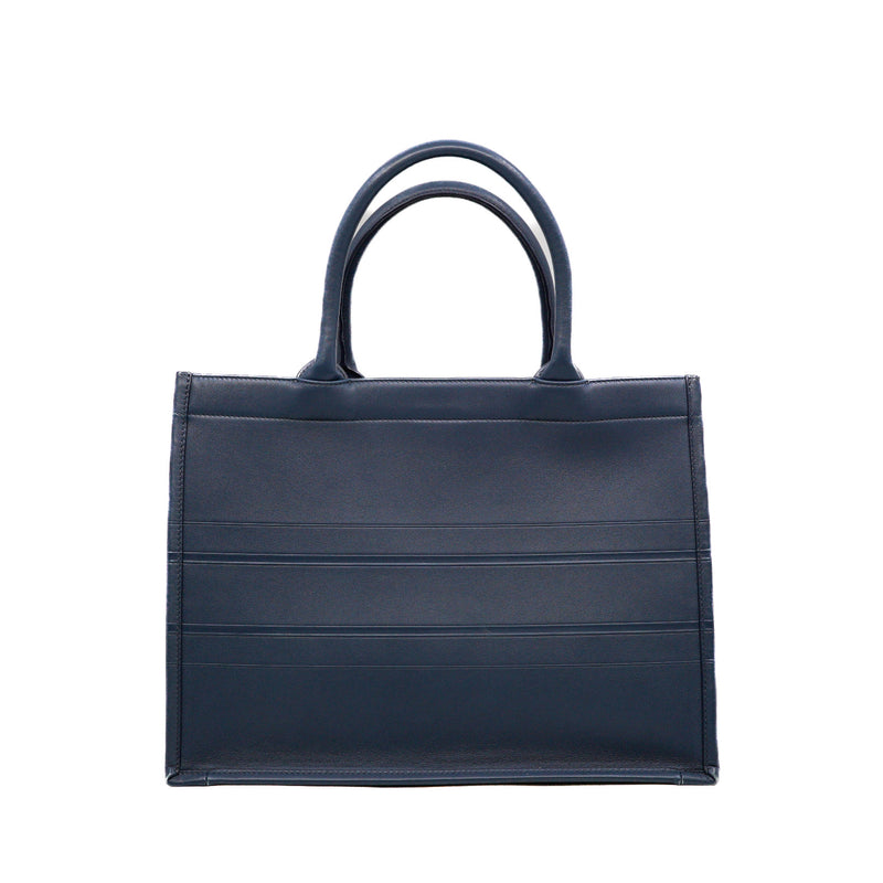 Medium Book Tote In Navy Embossed Leather 2020 - L'UXE LINK