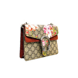 thumbnail small dionysus blooms chain bag in GG/suede pink phw