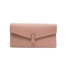 valextra iside peonia clutch with chain in leather pink ghw