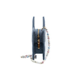 thumbnail mini star crossbody bag in blue denim with pearl GHW