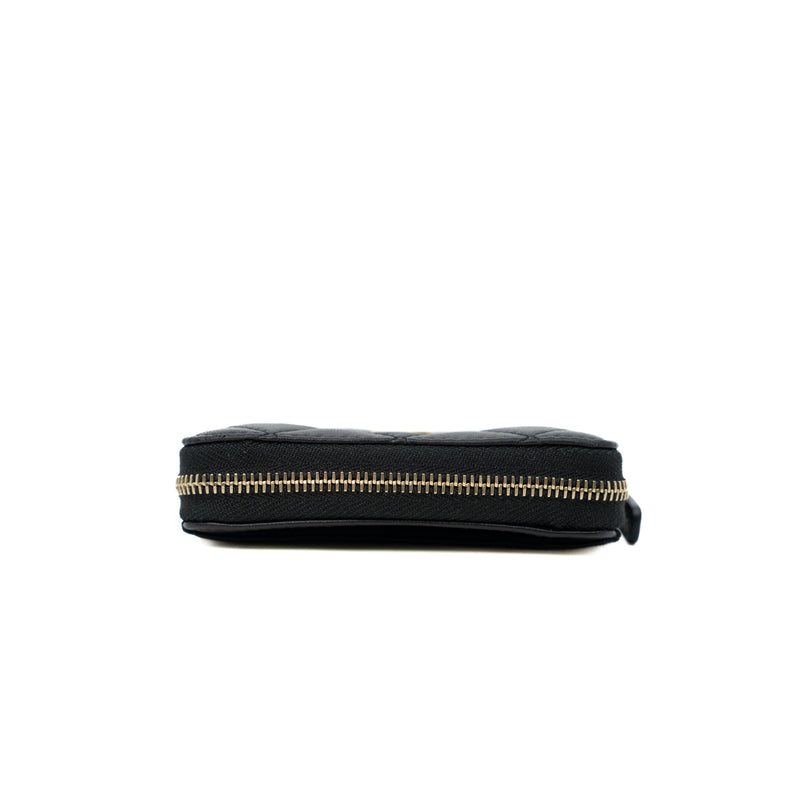 Black Lambskin Lucky Charms Zip Coin Purse - L'UXE LINK