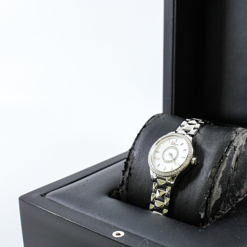 VIII Montaigne 25mm In Stainless Steel/Diamonds Quartz Watch - L'UXE LINK