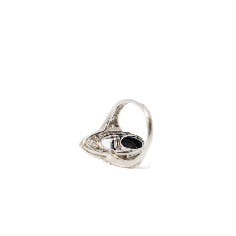 Elisa 18K White Gold Diamond With Black Onyx Ring - L'UXE LINK