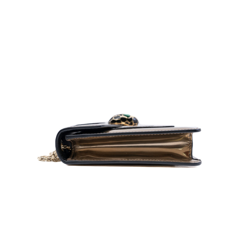 Serpenti Forever Metallic Bronze Patent Leather Shoulder Bag GHW - L'UXE LINK