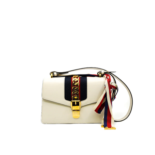 Small White Calfskin Sylvie Shoulder Bag GHW - L'UXE LINK