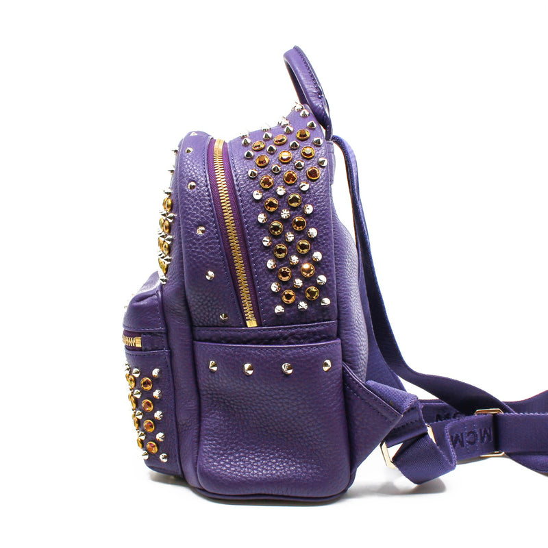 mini pink strass backpack in purple