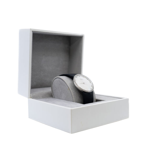 La D de Dior 38mm Quartz White MOP Diamonds Dial Black Satin Bracelet 2012 - L'UXE LINK