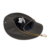 thumbnail hat with small H logo in nylon dark green