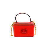 thumbnail small case bag with top handle orange red leather ghw