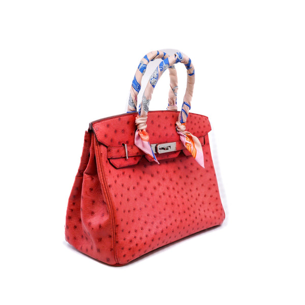 birkin 30 with twilly in ostrich Bougainvillea phw square O stamp 2011