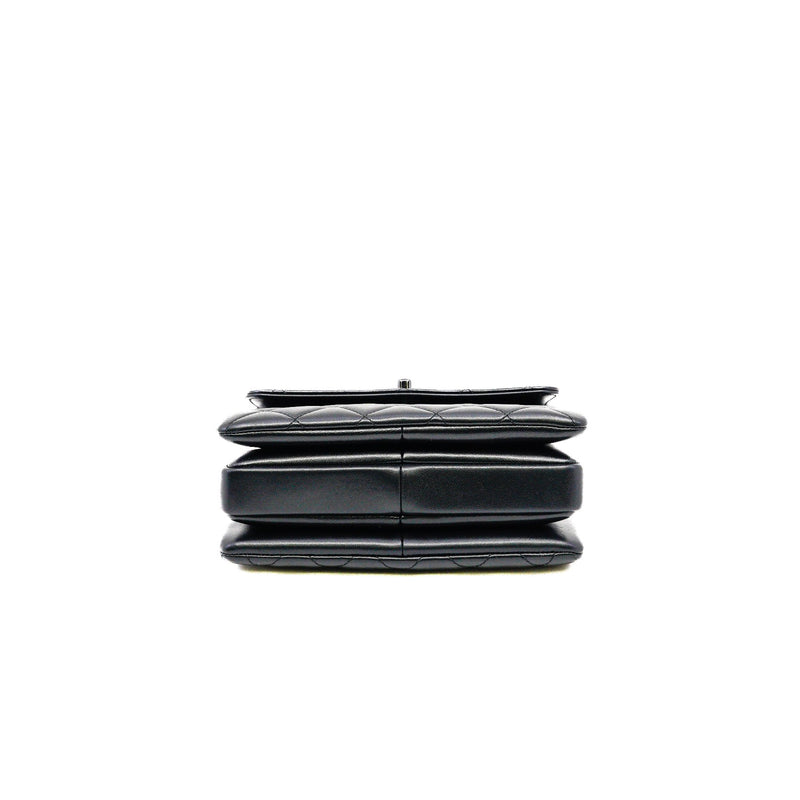 small trendy cc flap bag with top handle  so black lambskin