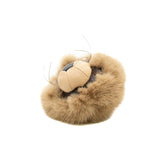 thumbnail Lion Mink monogram keychain and bag charm with brown fur ghw